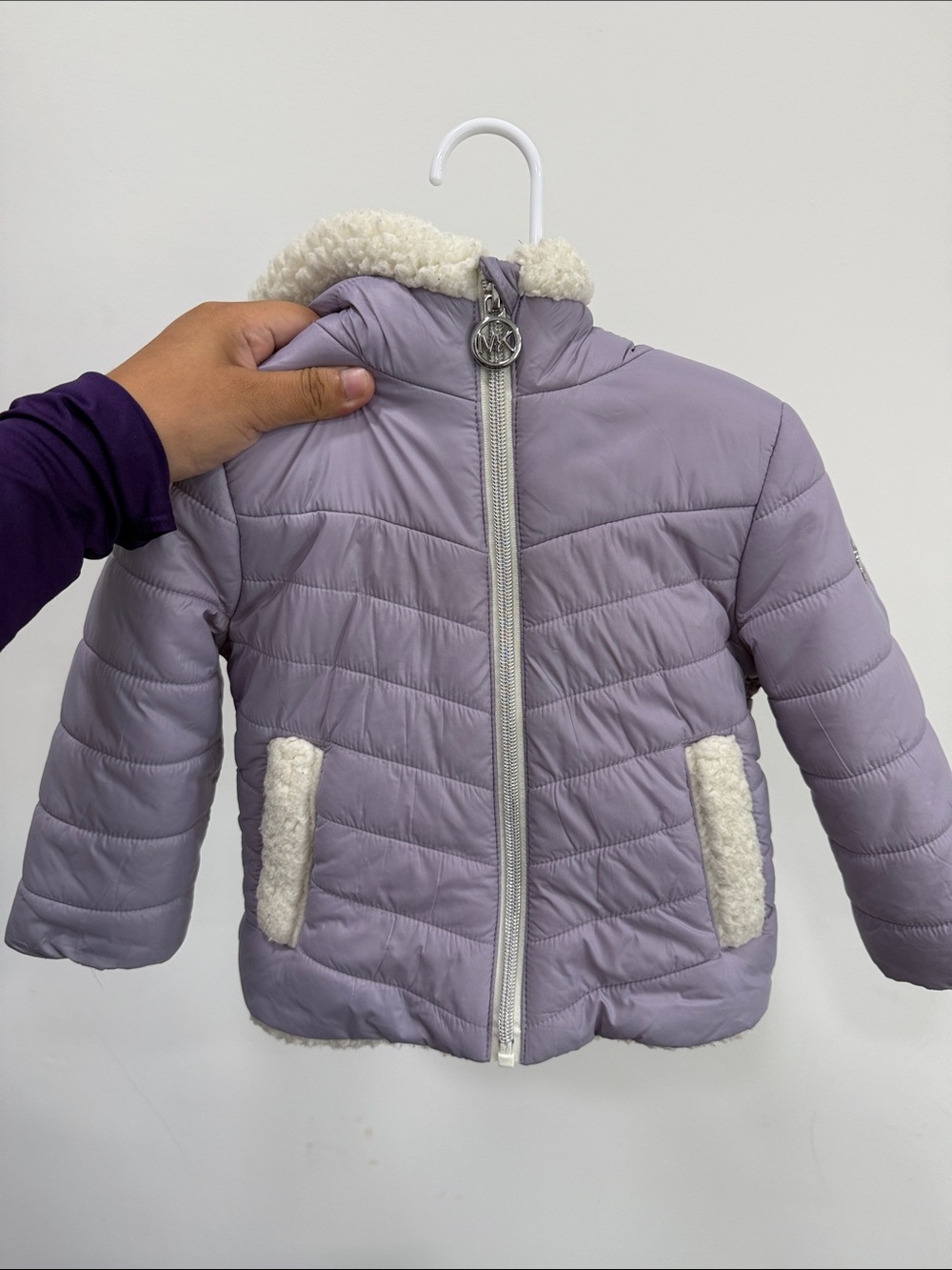 Michael Kors Lilac 24 month Puffer Jacket with Sherpa Trim